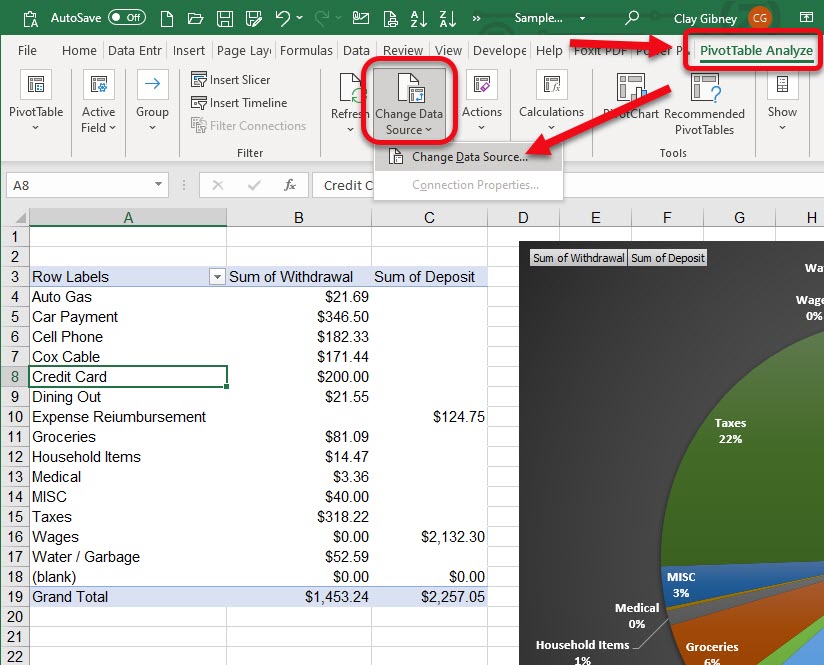 Shortcut For Pivot Table Change Data Source